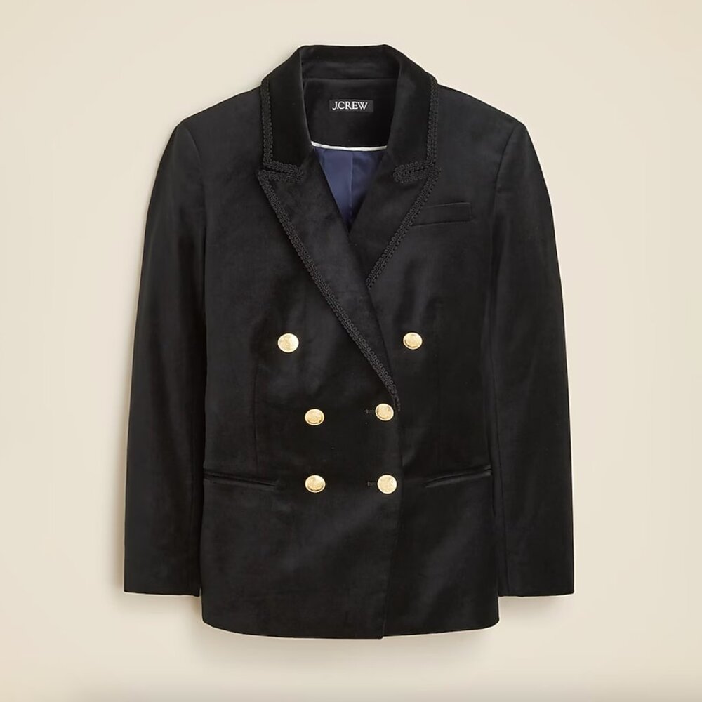 NWT J. Crew Double-breasted blazer in velvet